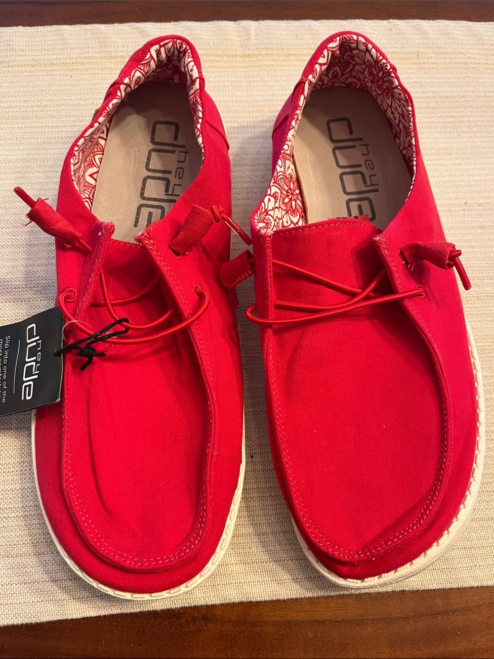 Hey Dude Bright Red Kids Canvas Slip-On Sneakers